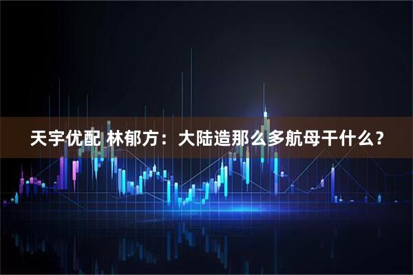 天宇优配 林郁方：大陆造那么多航母干什么？